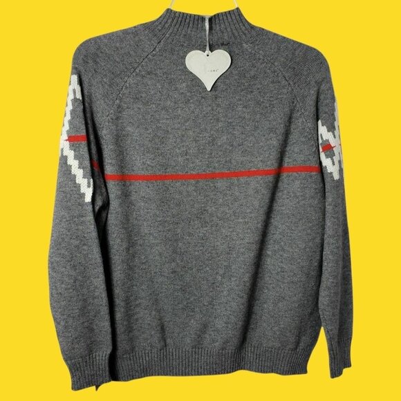A-one  Geometric Crewneck Sweater With Gray/Red/White Diamond Pattern Medium - Picture 2 of 8